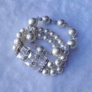 Faux Chunky Pearl Bracelet Set 2 pc